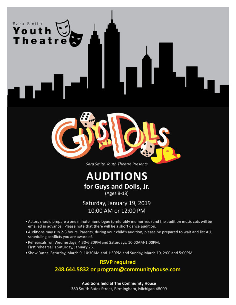 Guys and Dolls Jr. 2019 flyer The Community House